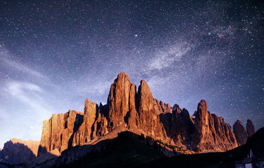 Rocky Mountains at sunset.Dolomite Alps, Italy