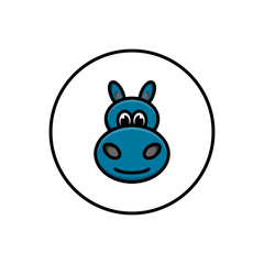 Funny hippo head logo design. Hippopotamus. Flat icon isolated on white. Vector template.