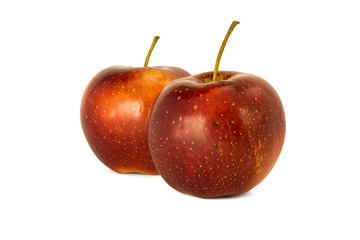red ripe bright apples on a white isolated background