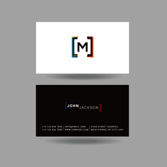 Letter M Logo with Business Card Template Vector.