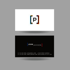 Letter P Logo with Business Card Template Vector.