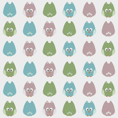 Seamless cute cartoon owls birds pattern background