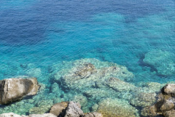 rocks in the turquoise ocean