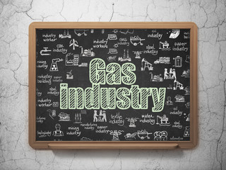 Industry concept: Chalk Green text Gas Industry on School board background with  Hand Drawn Industry Icons, 3D Rendering