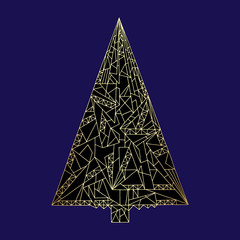 Christmas tree vector illustration. Hand drawn New Year decoration in modern style. Abstract winter holidays Xmas background.