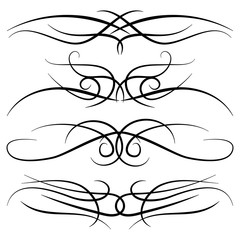 Set of vintage decorative curls, swirls, monograms and calligraphic borders. Line drawing design elements in black color on white background. Vector illustration.
