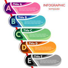 Five steps infographic design elements. Step by step infographic design template. Vector illustration
