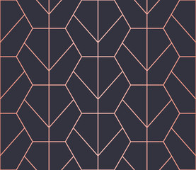 Hexagon Pattern. Endless. Seamless Pattern. Vector Lines. Trendy Copper Look.