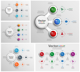Fototapeta premium Collection of colorful infographic can be used for workflow layout, diagram, number options, web design. Infographic business concept with options, parts, steps or processes. Vector Eps 10