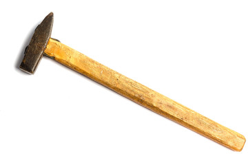 Close up of hammer on white background