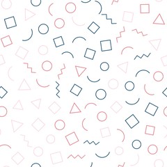 Memphis seamless pattern 80's-90's styles. Trendy memphis style. Vector repeating texture.