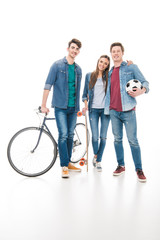 Fototapeta premium young friends with sport equipment