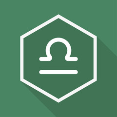 Polygon Button mit Schatten - Sternzeichen - Waage