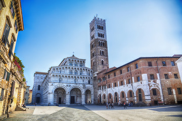 square of Lucca Cathedral, Italy - obrazy, fototapety, plakaty