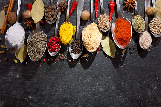 various herbs and spices for cooking