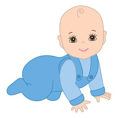 Vector Cute Baby Boy Crawling