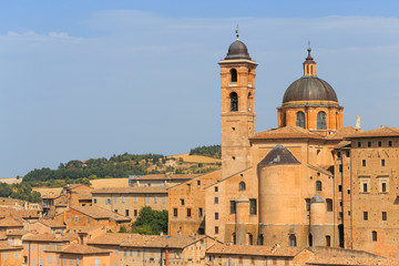 view of medieval castle in Urbino, Marche, Italy.