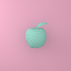 Fototapeta premium Point pattern white on green apple on pink background. minimal idea food concept. An idea creative to produce work within an advertising marketing communications or artwork design.