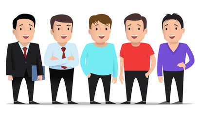 Group of guys in different clothes.