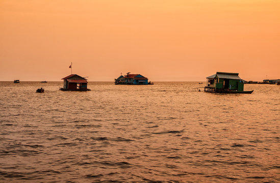Floating village on Lake Tonle Sap, Cambodia