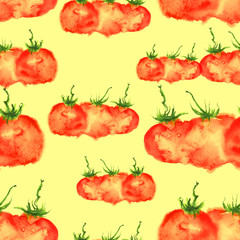     Watercolor red tomatoes on a white background. Seamless pattern, background. Art illustration, illustration, logo. Watercolor painting. 