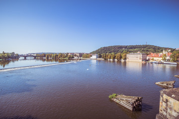 Fototapeta na wymiar Blick auf Prager Altstadt von der Karlsbrücke