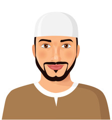Arabic oman man face avatar character image with beard vector Illustration isolated