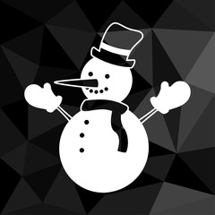 Schneemann - Icon mit geometrischem Hintergrund schwarz