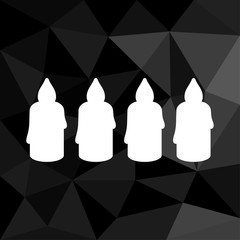 Vier Kerzen - Icon mit geometrischem Hintergrund schwarz