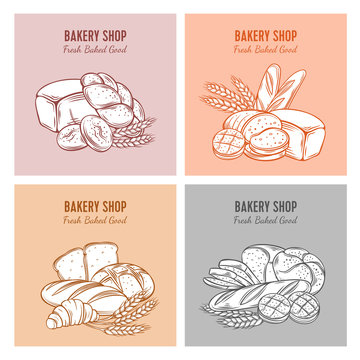 Food template banners with bread
