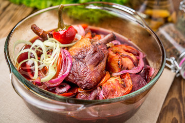 Braised rabbit with rosemary, garlic and juniper berries