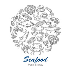 hand drawn seafood design