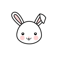 Cute Rabbit Face Vector Bunny Icon