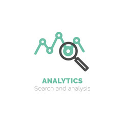 Simple icon of Analytics flat vector bicolor line design concept