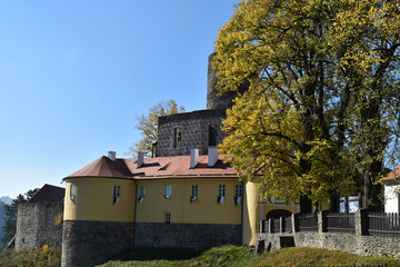 Fototapeta na wymiar Svojanov Castle in autumn color palette. Czech Republic