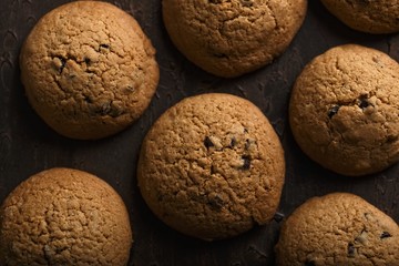 Chocolate Chip Cookies. Overhead Shot.