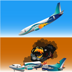 Plane crash with fire
