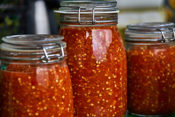 Hot pepper in jars