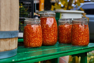 Hot pepper in jars