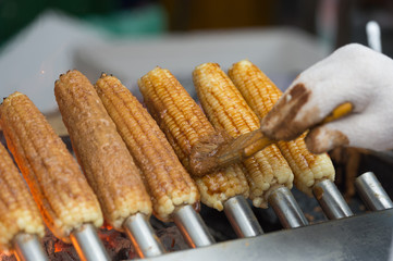 Barbecue on Street food,Grilled corn  ,Taipei ,Taiwan