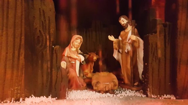 crib with snow without jesus child