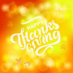 Hand drawn Happy Thanksgiving text. Lettering for Thanksgiving logo/ badge/postcard/poster/banner/web. Vector illustration for your artwork. Isolated on background.