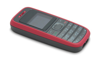 a red and black cell phone
