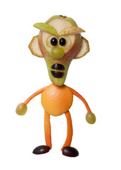 Funny man made with pear and orange