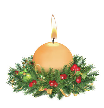 Christmas candle. Vector illustration