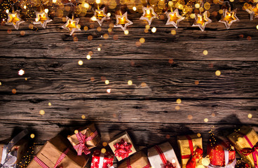 Christmas decoration on wooden background