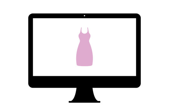 pink dress on computer screen clip art preview
