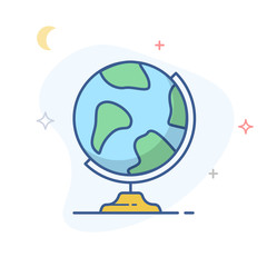 Globe world  on stand vector line icon