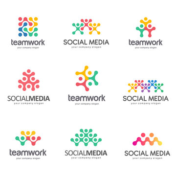 Set of vector logo design for social media, teamwork, alliance