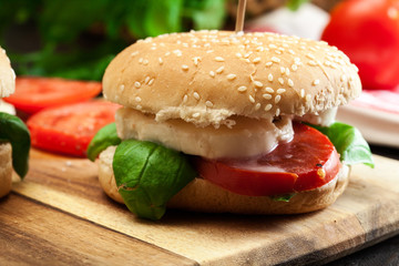 Italian Caprese sandwiches with  mozzarella cheese